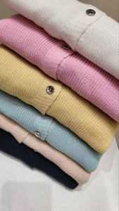 韓國製簡約净色針織V領外套