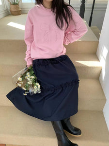 韓國製時尚氣質蝴蝶結圖案圓領衛衣