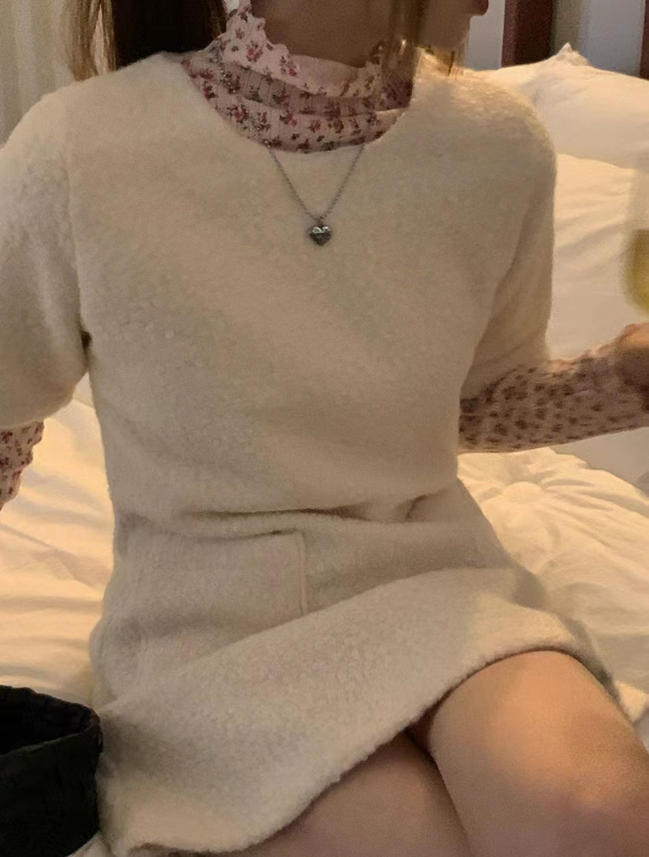 韓國製時尚氣質净色短袖連體裙