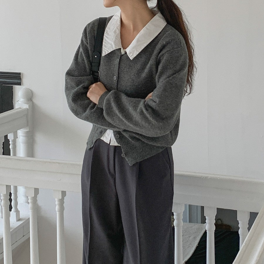 韓國製時尚氣質羊毛圓領外套