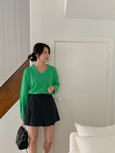 韓國製氣質百搭針織V領毛衣