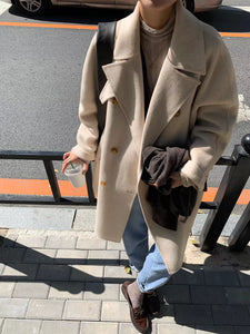 氣質雙排釦中長大衣外套