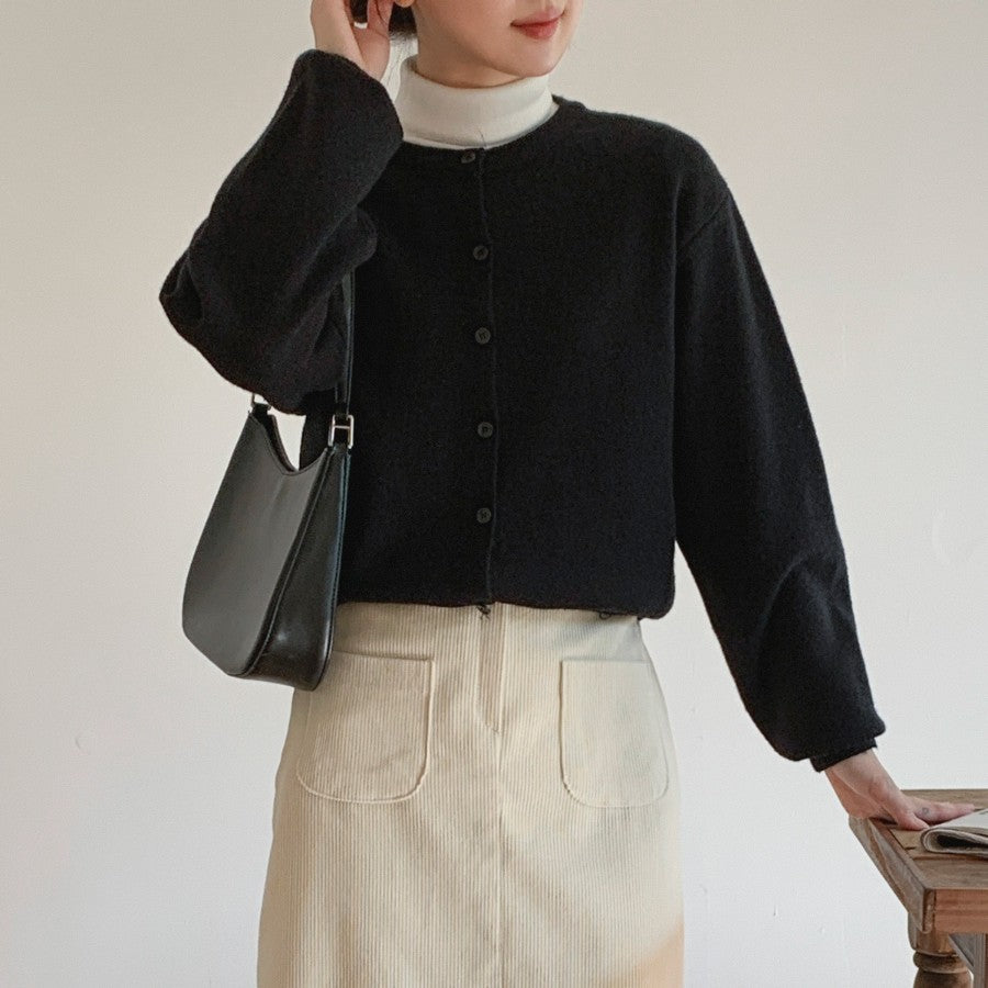 韓國製時尚氣質羊毛圓領外套
