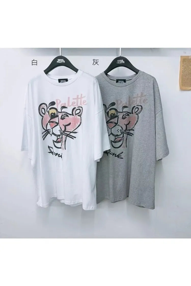 韓國製塗鴉寬鬆舒適頑皮豹Tshirt