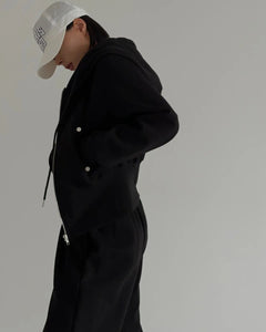 韓國製連帽短款衛衣外套