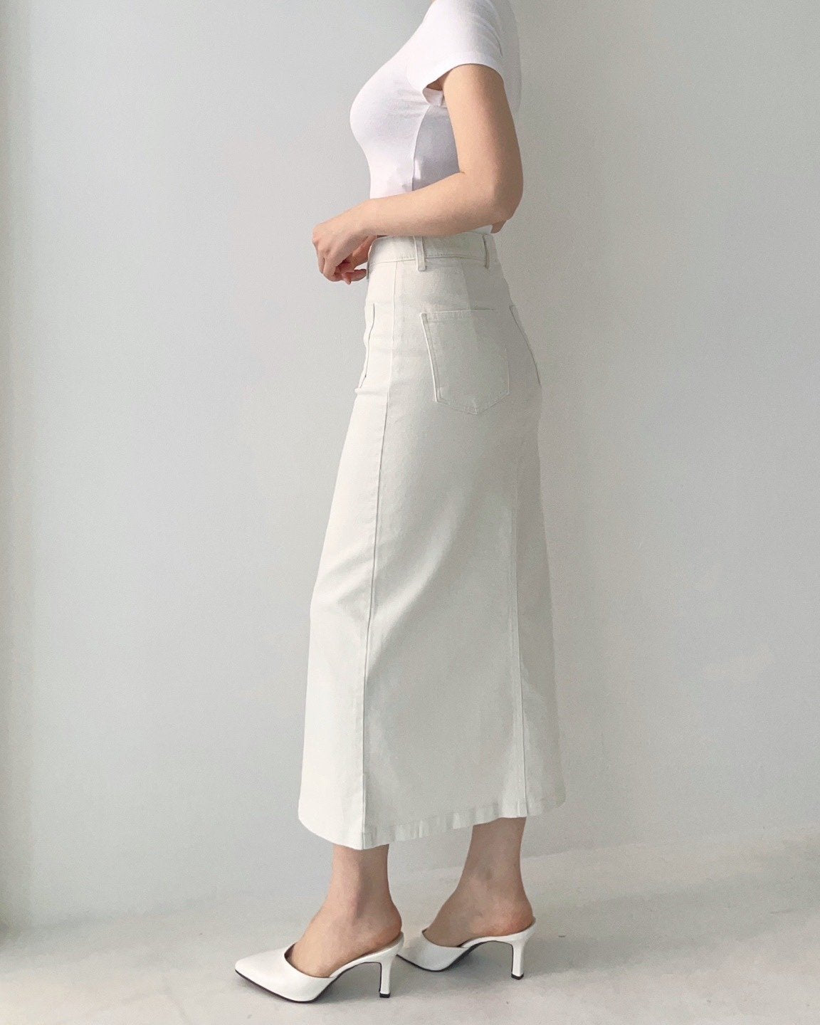 韓國製時尚百搭修身高腰牛仔半身裙