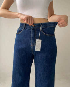 韓國製休閑高腰直筒牛仔褲