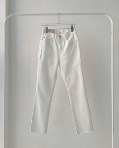 韓國製簡約净色修身高腰牛仔褲